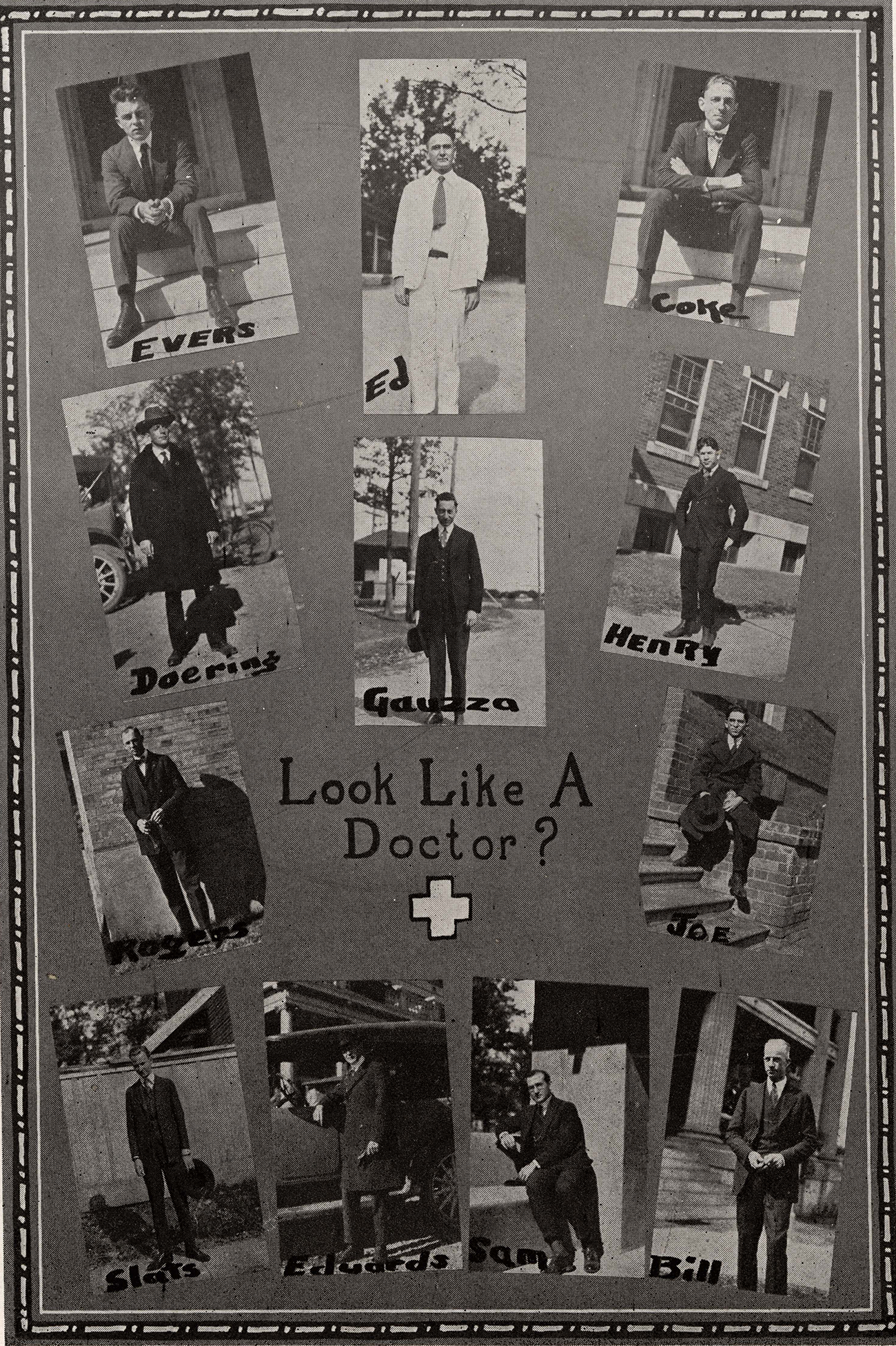 Look like a doctor? Make sure you have a coat and tie, or at least that was the prerequisite in 1921. Photo courtesy Baylor College of Medicine Archives.