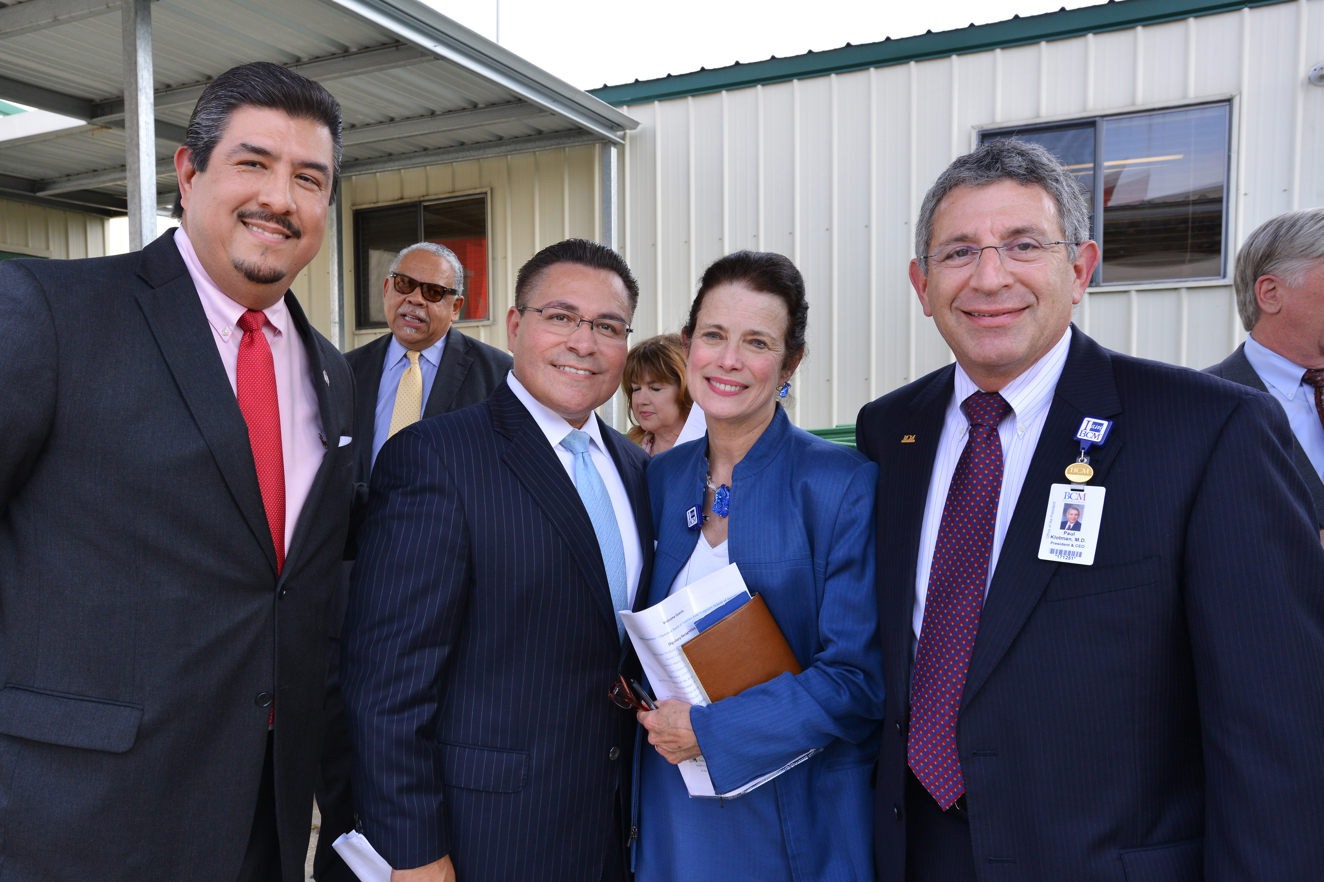 From left, Anthony Magdaleno, board chair of the School of Success; David Corpus; chairman of the board of the Tejano Center; Dr. Peggy Smith, director of the Baylor College of Medicine Teen Health Clinic, and Dr. Paul Klotman.