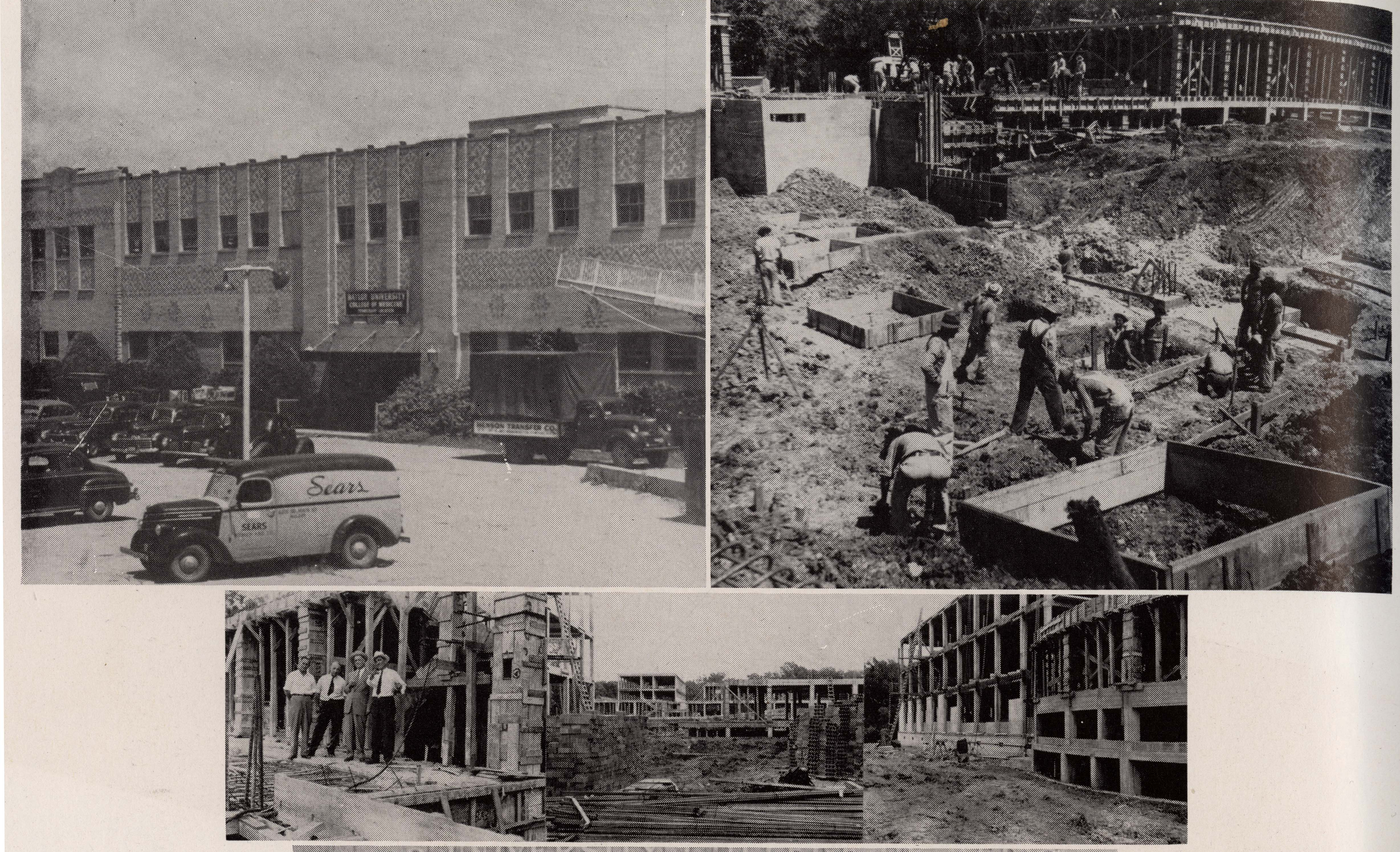 A collage from the 1948 Baylor University Round Up yearbook shows the progression of the College's history in Houston. Image courtesy Baylor College of Medicine Archives.