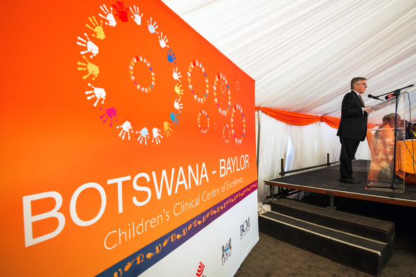 Lamberto Andreotti, CEO of Bristol-Myers Squibb, speaks during the 10th Anniversary of the Botswana-Baylor Children's Centre of Excellence celebration and opening of the Adolescent Centre in Gaborone, Botswana. (Photo by Smiley N. Pool)
