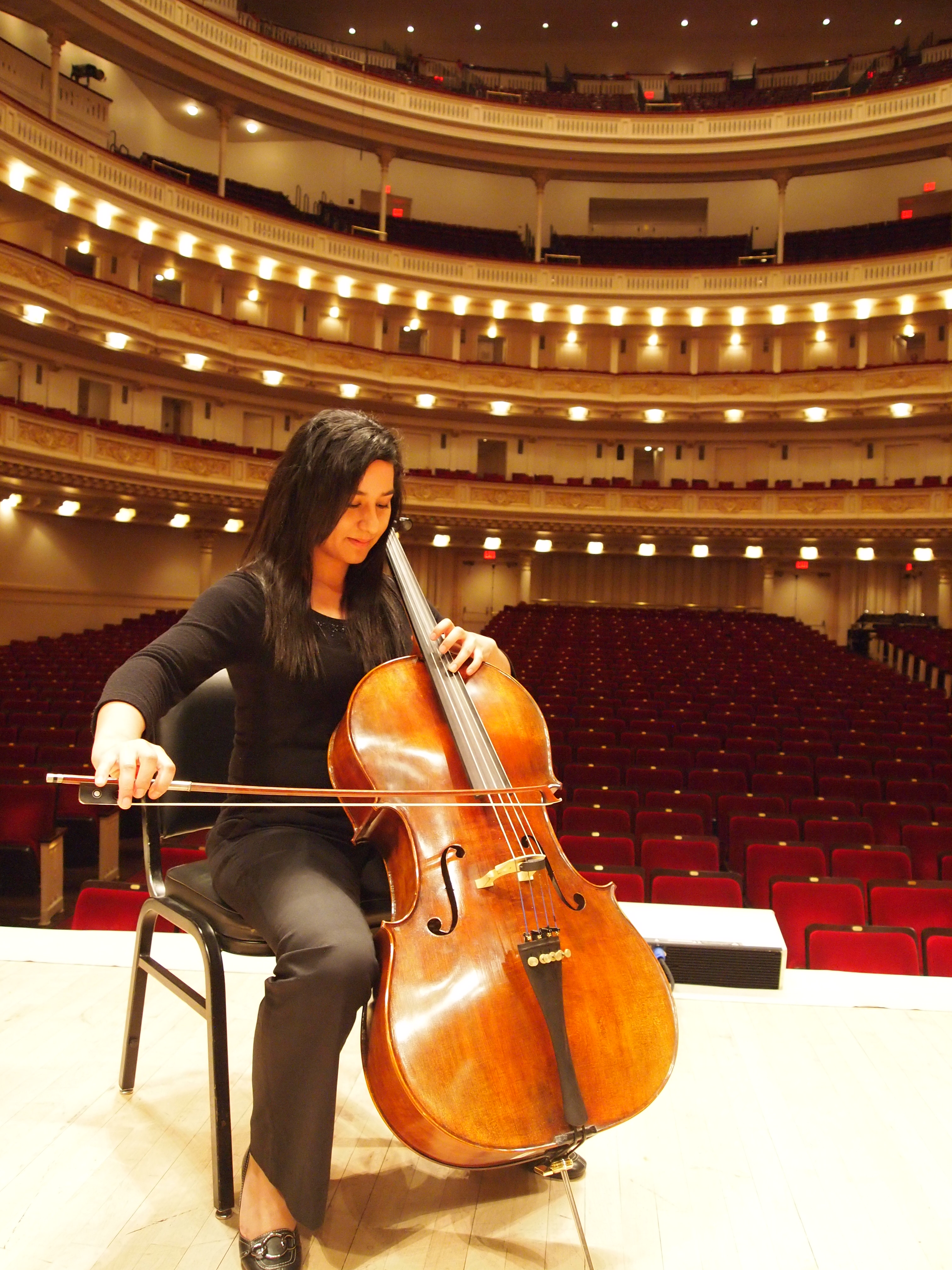 Effie Rahman at rehearsal at Carnegie Hall.