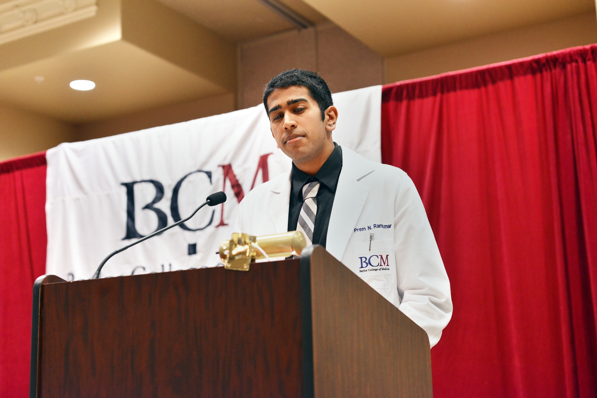 Prem Narayan Ramkumar, currently a third-year student at Baylor College of Medicine, spoke at the 2012 White Coat Ceremony.