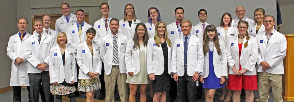 Master of Science in Orthotics and Prosthetics students don their white coats for the first time.