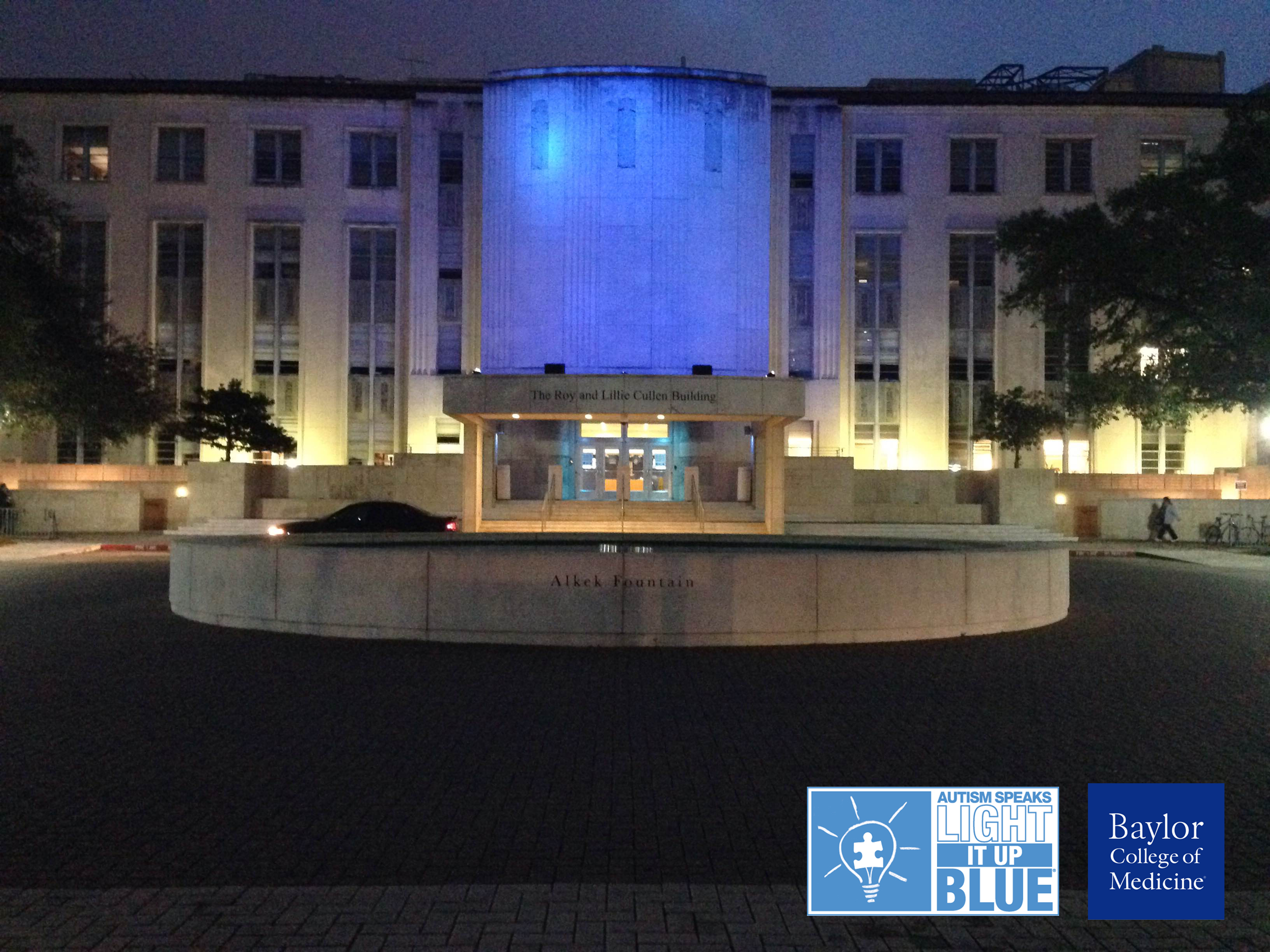 One Baylor Plaza was bathed in blue in honor of ‪Autism Awareness Day.