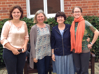 The investigators met for the first time at a meeting in the UK. From left, Saskia van der Crabben; Jo Murray; Sharon Plon; Deborah Ritter. (Courtesy of the authors)