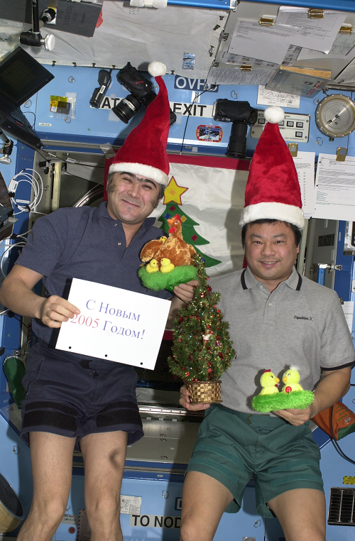 Dr. Leroy Chiao with his crew mate Salizhan Sharipov who was a Russian Air Force Colonel during the mission.