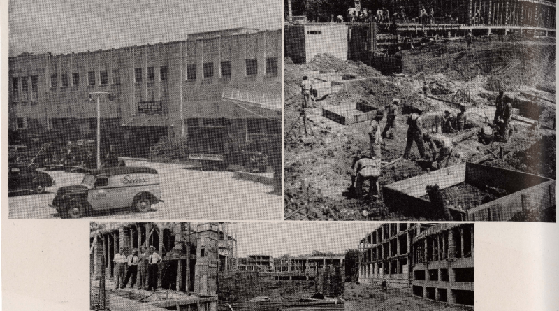 A collage of pictures showing Cullen's construction in 1948.
