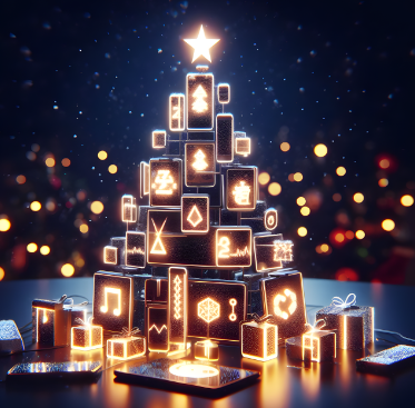 A digitally-generated Christmas tree