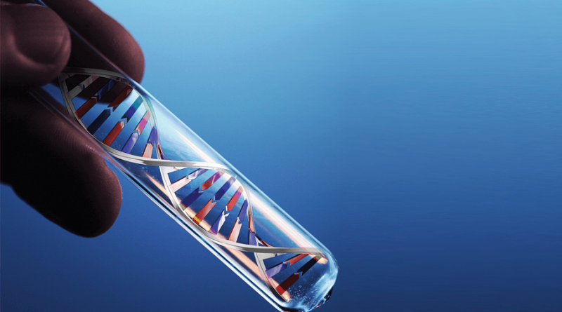 An illustration of DNA in a test tube.
