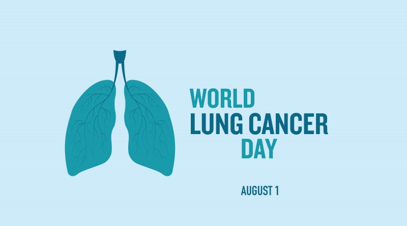 An illustrated pair of lungs and the words "World Lung Cancer Day August 1."