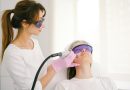 Woman having a facial laser treatment.