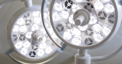 Close up of operating room lights