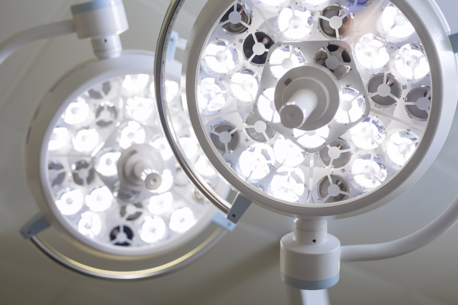 Close up of operating room lights
