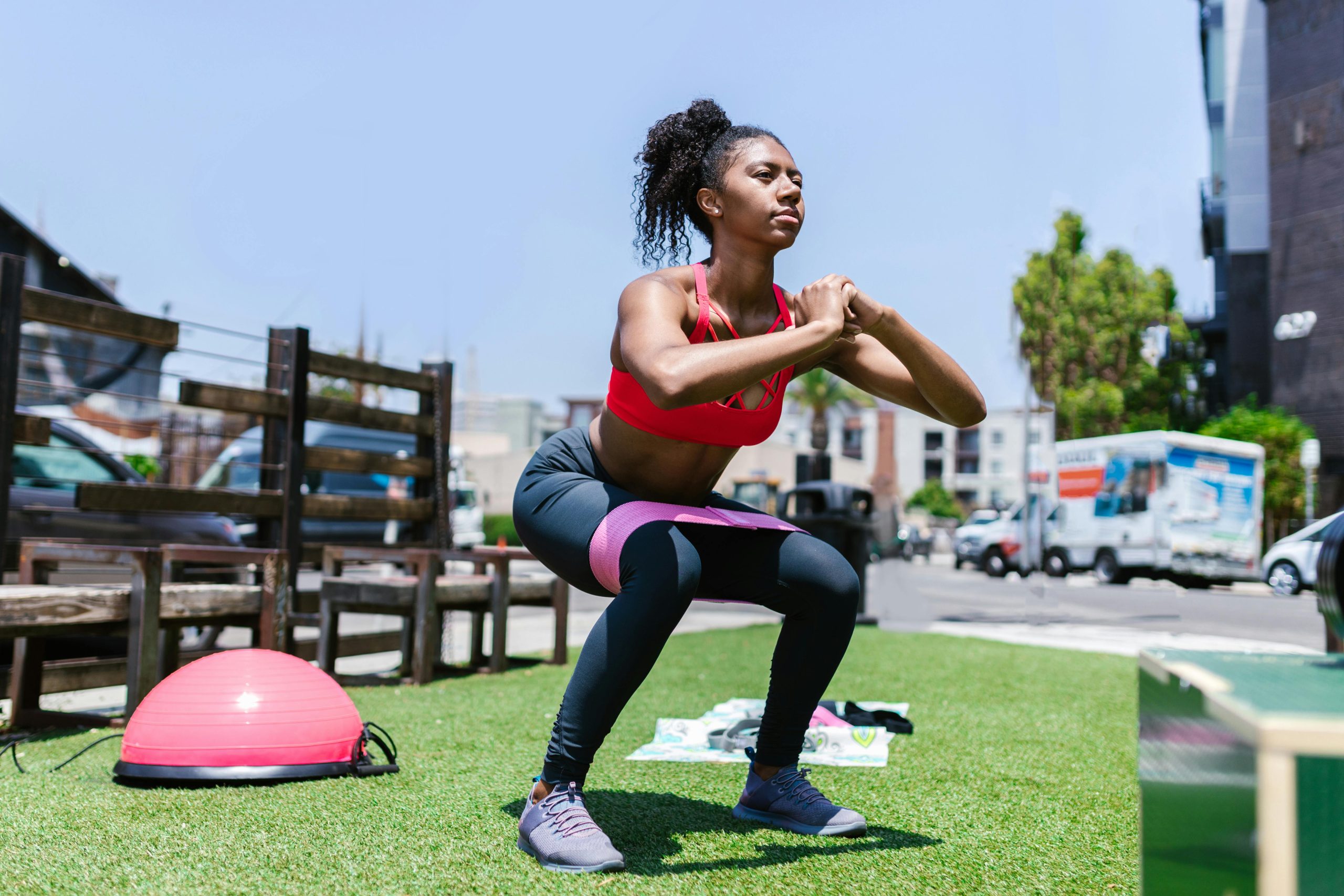 Woman working out outdoors.