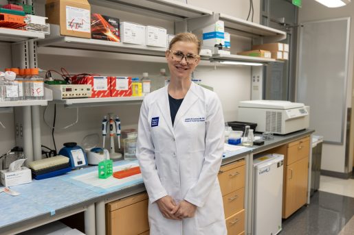 Dr. Jennifer Leonard in lab.