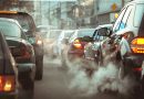 Cars in a traffic jam in the city.