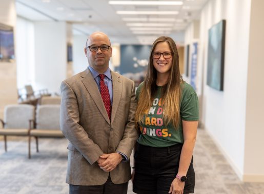 Malignant pleural mesothelioma patient Abigail Philips and Dr. Taylor Ripley