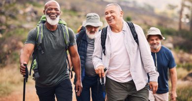Group of men hiking.