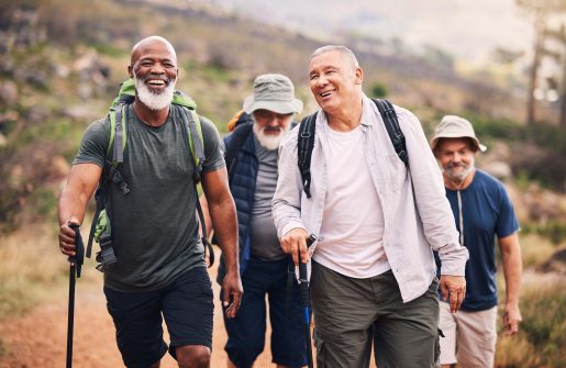 Group of men hiking.