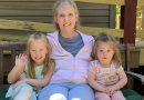 Sandy Tovey with her two grandchildren.
