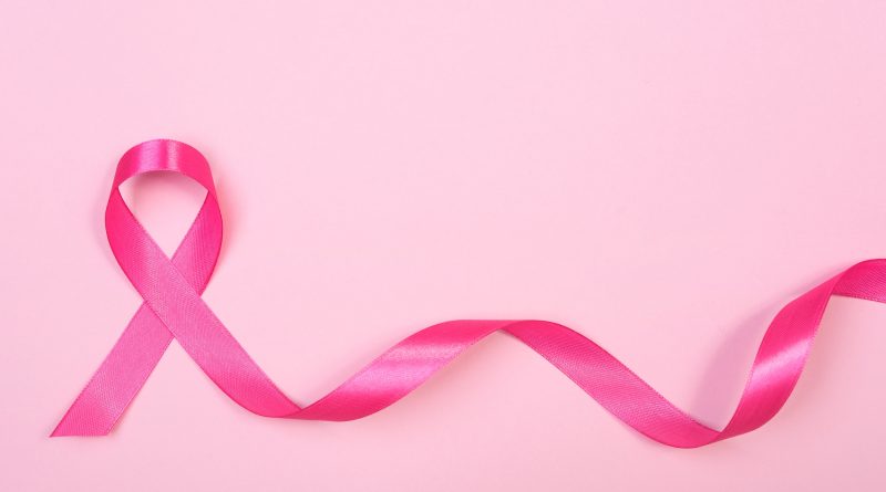 pink ribbon breast cancer on pink background.