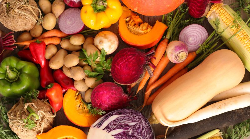 Assorted fall vegetables.