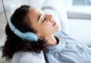 Woman relaxing in headphones.