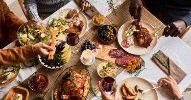 Festive dinner table.