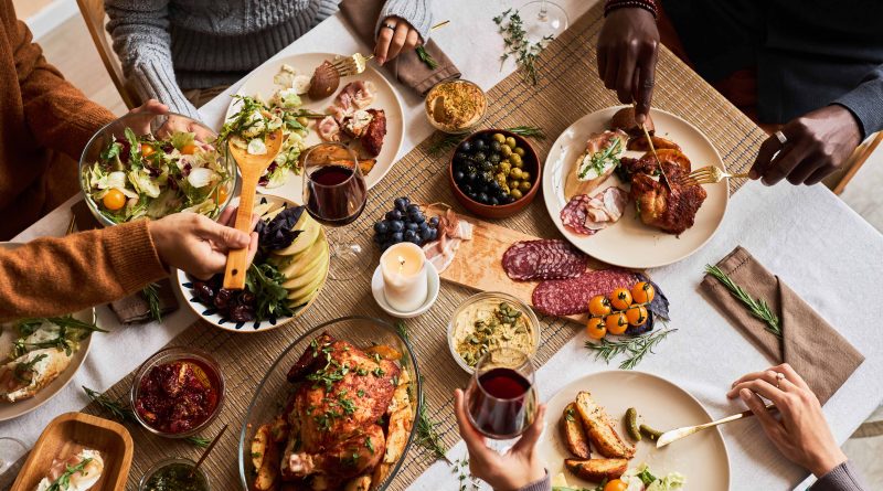 Festive dinner table.