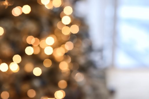 Holiday lights blurred.