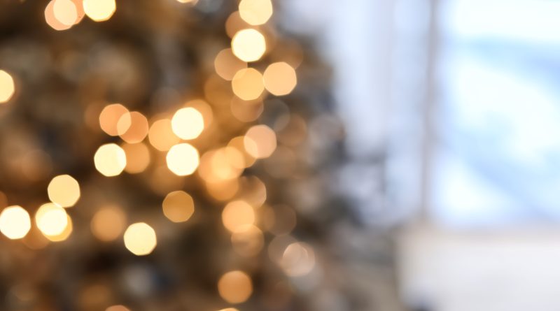 Holiday lights blurred.