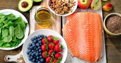 Best Foods for healthy Heart on a wooden background. Top view