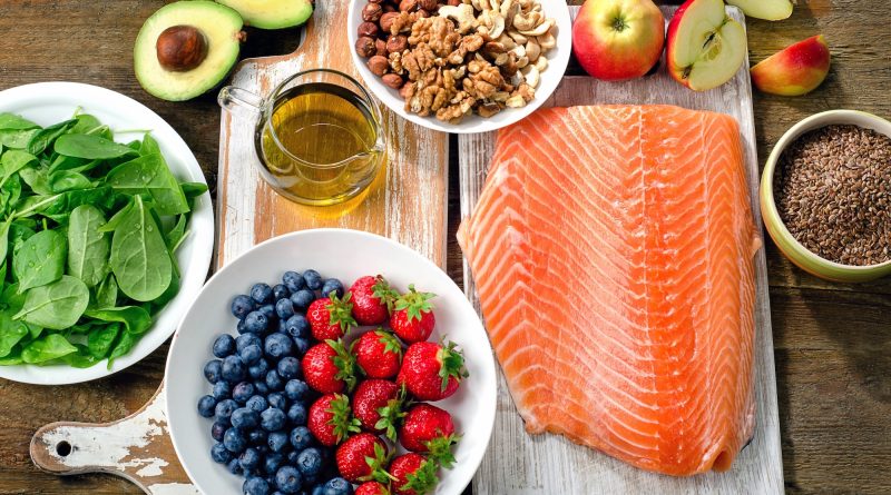 Best Foods for healthy Heart on a wooden background. Top view