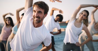Group of people exercising.