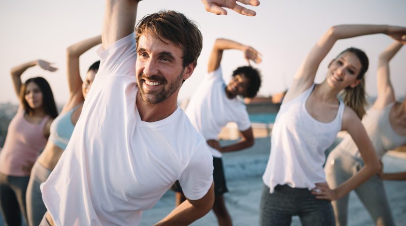 Group of people exercising.