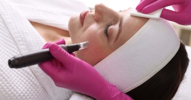 Woman undergoing microneedling.
