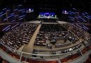An birdseye shot of the audience for Commencement 2025 at the Smart Financial Centre in Sugarland, Texas.
