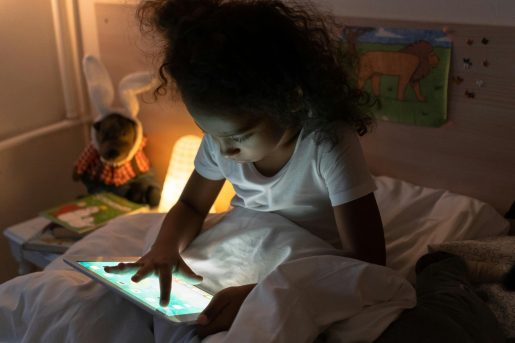 Child using tablet.