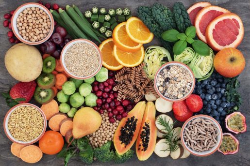 Healthy foods with fiber.