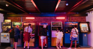 Teenagers at arcade.