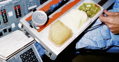 Photo of a Space Shuttle food tray from Columbia's sixth spaceflight.