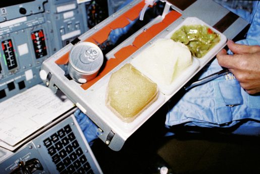 Photo of a Space Shuttle food tray from Columbia's sixth spaceflight.